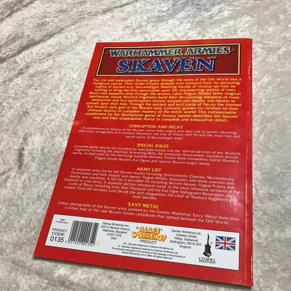 Retro Games Workshop Warhammer Fantasy Armies Skaven Book 1993 Edition GUC 0135 - Picture 9 of 12